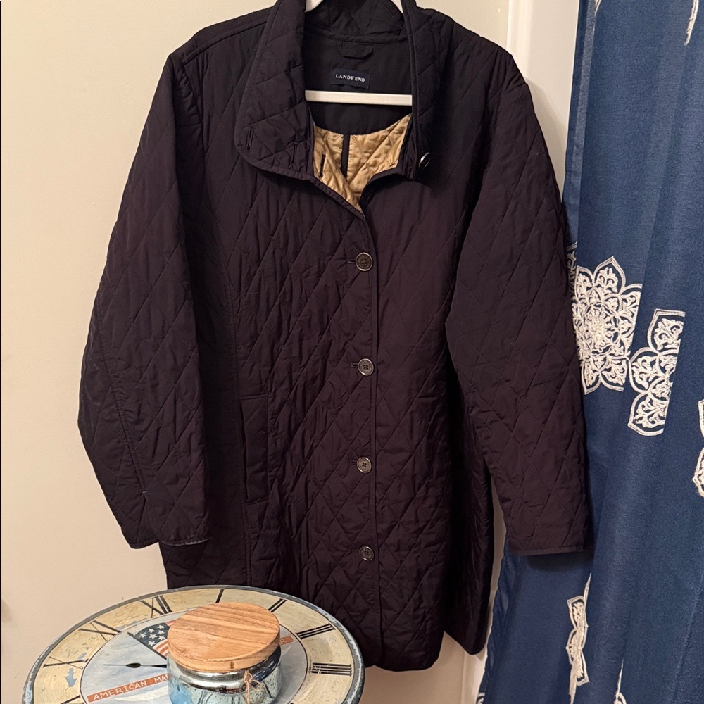 Lands' End Black Quilted Jacket - Picture 2 of 10